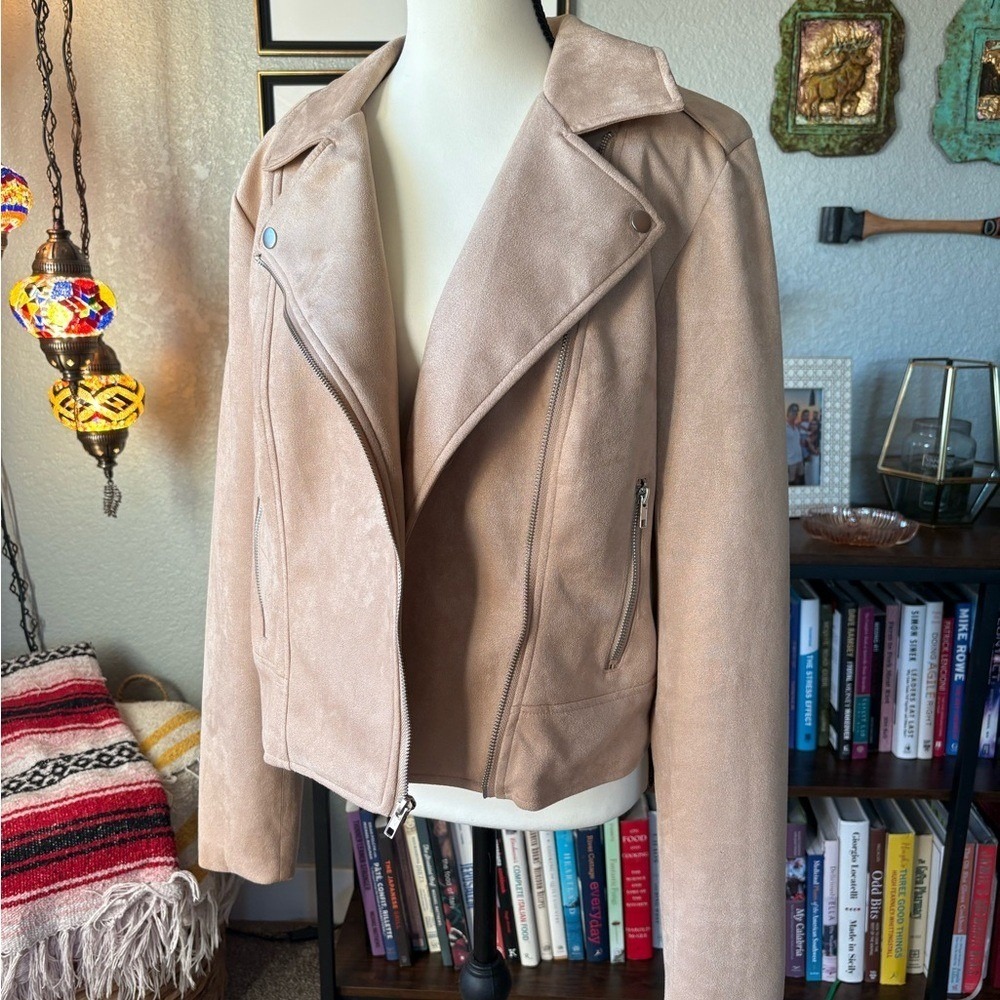 BB Dakota by Steve Madden XL Moto‎ Faux Suede Jacket in Taupe Beige - Picture 9 of 13